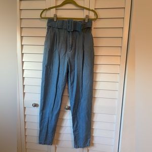 Zara Pants with Fabric Belt in Denim